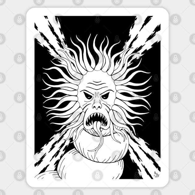 Tentacled Monstrosity Weird Horror Art Sticker by AzureLionProductions